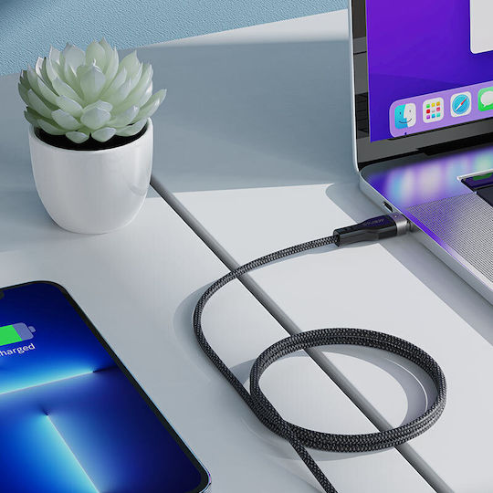Hoco Magnetic Braided USB 2.0 Cable USB-C Male - USB-C 60W Black 1.2m