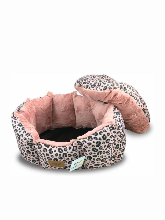 Woofmoda Animal Print Καναπές Κρεβάτι Σκύλου Ροζ 39x32εκ.