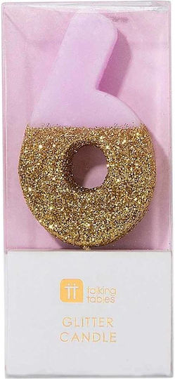 Talking Tables Birthday Candle No 6 Birthday Candle Number "6" in Pink Color 1BDAY-CANDLE-6