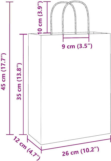 vidaXL Papier Tasche für Geschenke Rosa 26x35x12cm. 50Stück