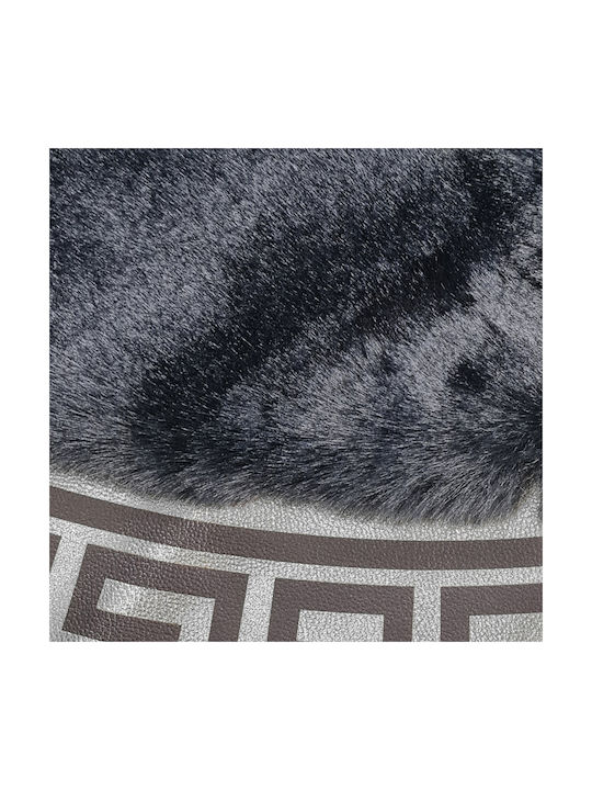 Saray Home Luxurius Rug Round Furry Black-Silver