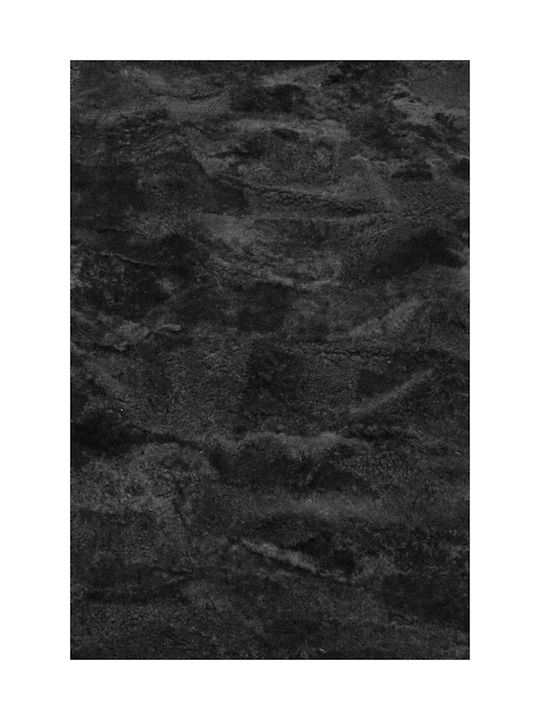 Rug Rectangular Furry Black