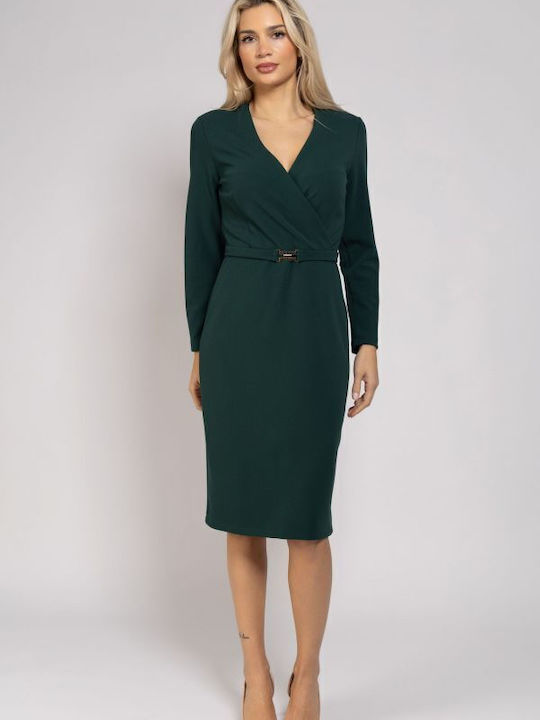 Rochie Midi Wrap-Around Verde