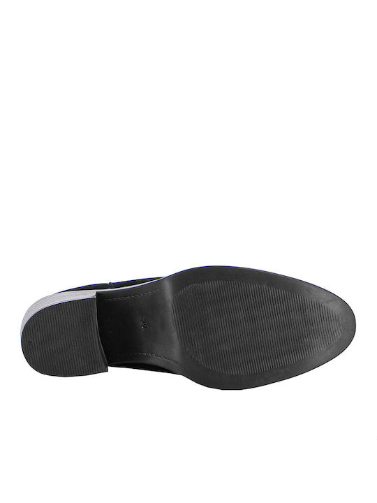 Leder Stiefeletten Damen Schwarz