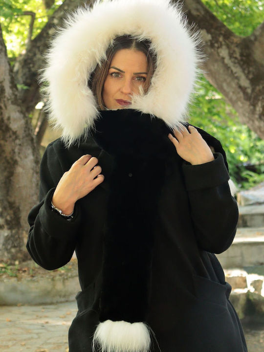 Women's Furry Scarf Black