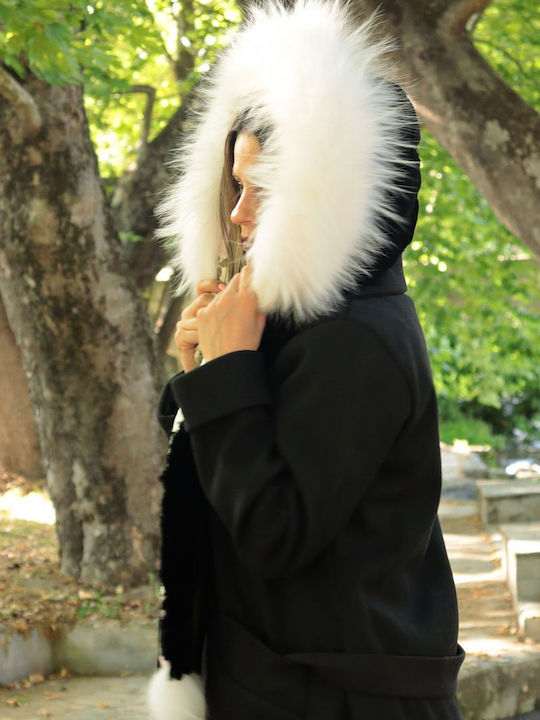 Women's Furry Scarf Black