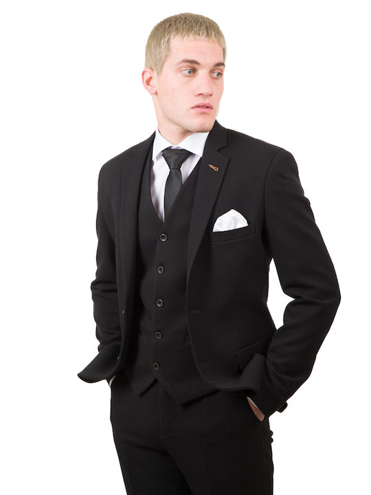 Men's Suit with Vest Black