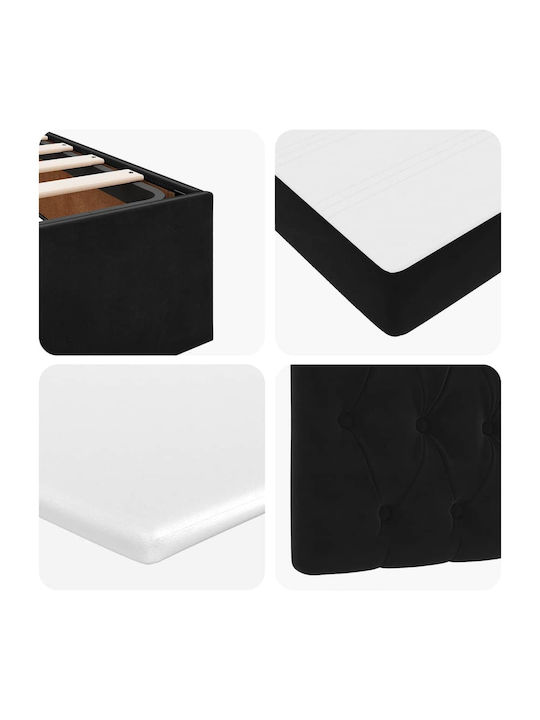 Doppelbett Mit Stoff Schwarz Mit Stauraum Mit Lattenrost & Matratze 120x190cm