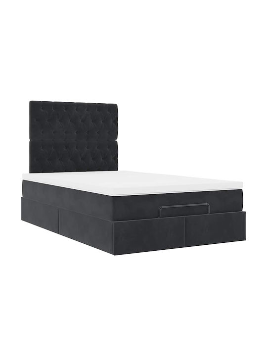 Doppelbett Mit Stoff Schwarz Mit Stauraum Mit Lattenrost & Matratze 120x190cm