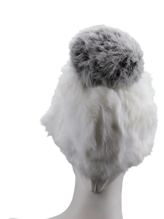 Pom Pom Beanie Unisex Σκούφος Πλεκτός σε Λευκό χρώμα