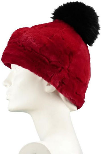 Pom Pom Beanie Unisex Beanie Knitted in Red color