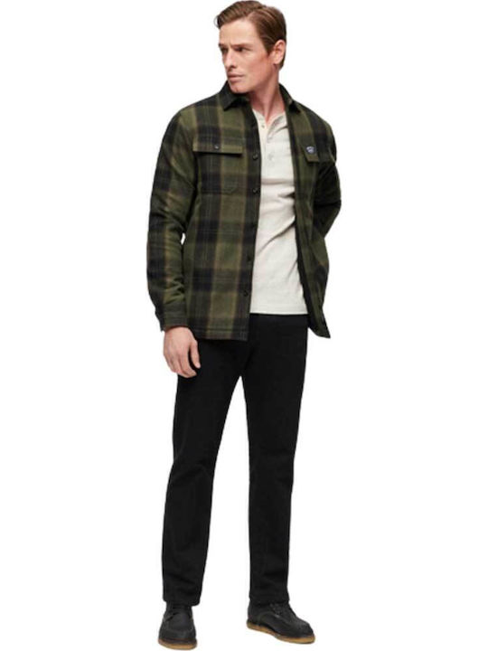D3 Ovin Long Sleeve Checked Olive Overshirt