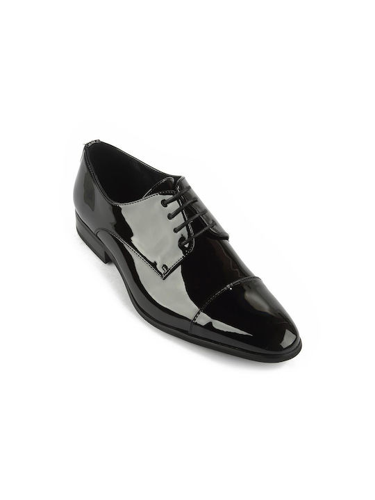 Fshoes Men's Patent Leather Dress Shoes Black