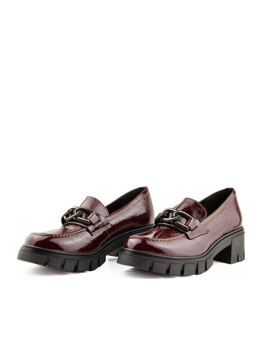 Leder Loafer Pumps Burgundisch