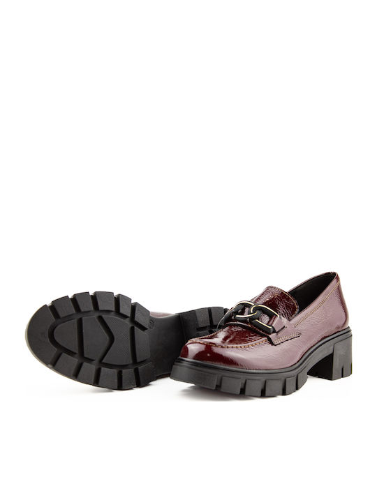 Leder Loafer Pumps Burgundisch