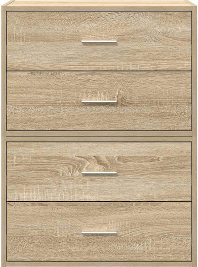 Wooden Chest of Drawers with 4 Drawers Sonoma Oak 60x31x60cm