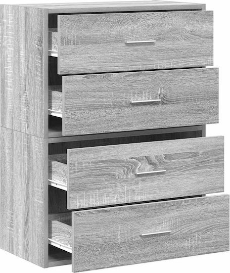 Wooden Chest of Drawers with 4 Drawers Grey Sonoma 60x31x60cm