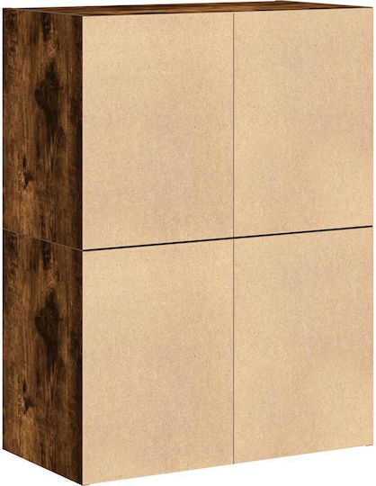 Wooden Chest of Drawers with 4 Drawers Smoked Oak 60x31x60cm