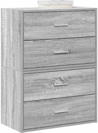 Wooden Chest of Drawers with 4 Drawers Grey Sonoma 60x31x60cm