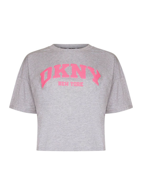 Logo Women's Blouse Cotton Short Sleeve Gray