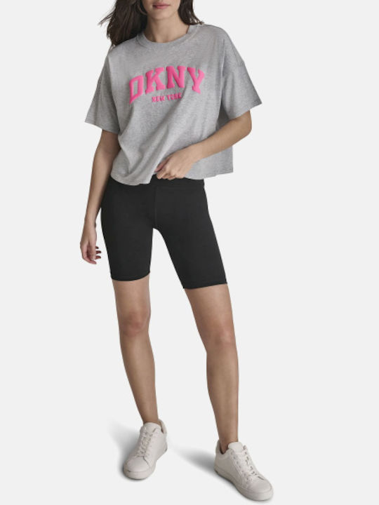 Logo Women's Blouse Cotton Short Sleeve Gray