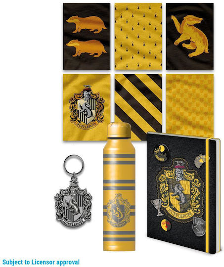 Set cadou premium Hufflepuff cu stema colorată Harry Potter