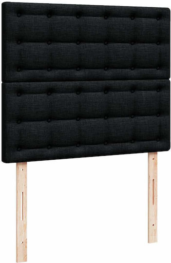 Ottoman Bed Semi-Double Upholstered with Black Fabric with Storage Space Slats & Mattress 120x190cm