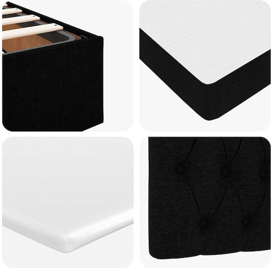 Doppelbett Beziehen Mit Stoff Schwarz Mit Lattenrost & Matratze 160x200cm