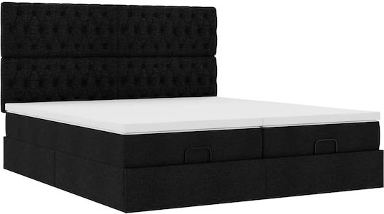 Doppelbett Beziehen Mit Stoff Schwarz Mit Lattenrost & Matratze 160x200cm