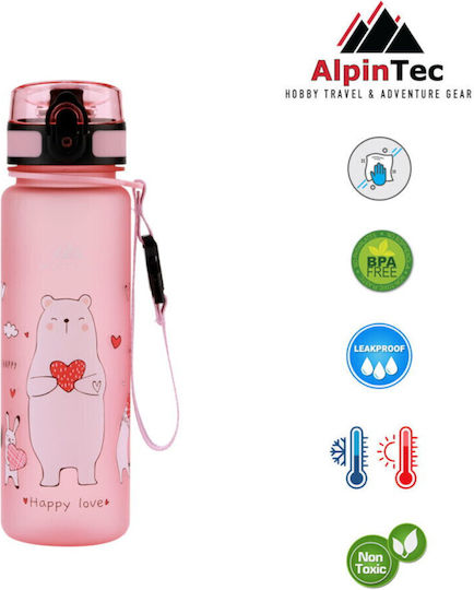 AlpinPro Kids Water Bottle Plastic Non Spill Zoo 500ml