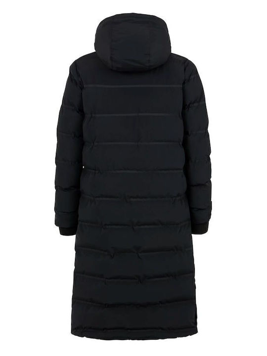 Μακρύ Γυναικείο Puffer Μπουφάν για Χειμώνα Black