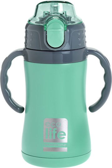 Ecolife Παιδικό Παγούρι Θερμός Ανοξείδωτο με Καλαμάκι Πράσινο 300ml