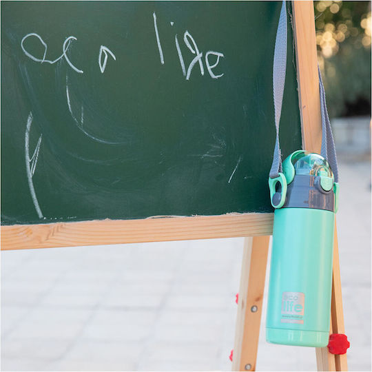 Ecolife Παιδικό Παγούρι Θερμός Ανοξείδωτο με Καλαμάκι Mint 400ml