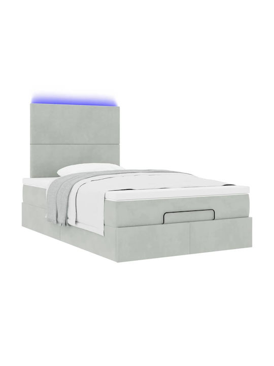 Double Upholstered Velvet Bed Light Gray with Slats and Mattress 120x190cm 3314234