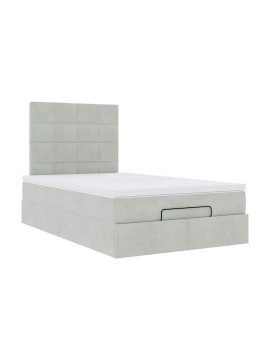 Hälfte-Doppelbett Mit Samt Hellgrau Mit Lattenrost & Matratze 120x190cm