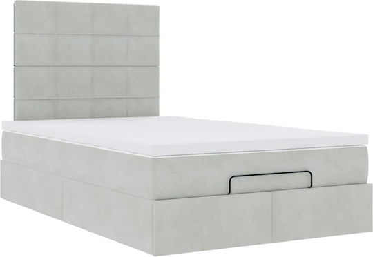 Hälfte-Doppelbett Mit Samt Hellgrau Mit Lattenrost & Matratze 120x190cm