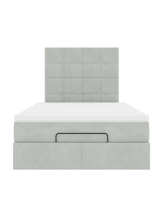 Hälfte-Doppelbett Mit Samt Hellgrau Mit Lattenrost & Matratze 120x190cm