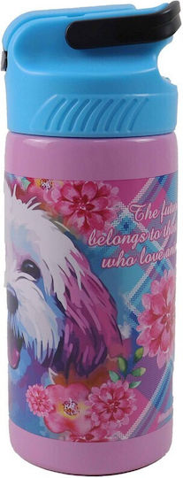 Back Me Up Kids Water Bottle Stainless Steel with Straw bmu Love Dog 500ml (Various Designs)
