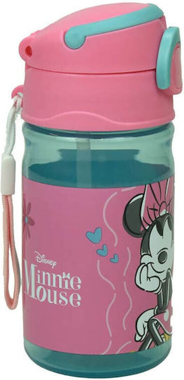 Gim Disney Minnie Mouse Kids Water Bottle Minnie Plastic with Straw 350ml