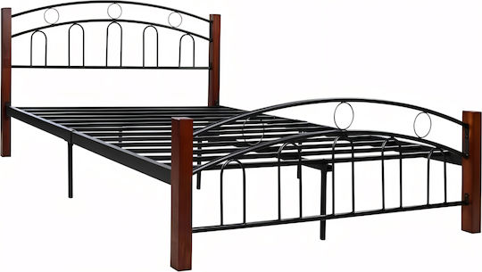 Jemina Semi-Double Wooden Bed Black/Oak For Mattress 110x200cm