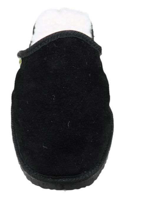 Men's Leather Slippers Black