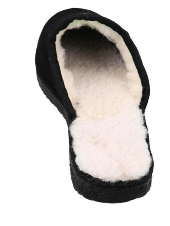 Men's Leather Slippers Black