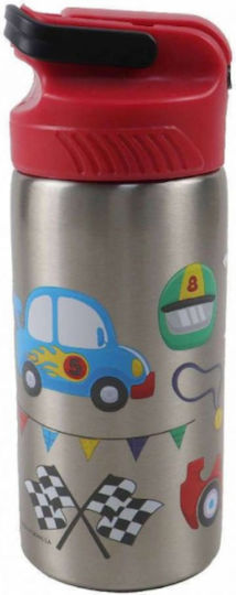 Gim Cars Kinderflasche Rostfreier Stahl mit Strohhalm 500ml