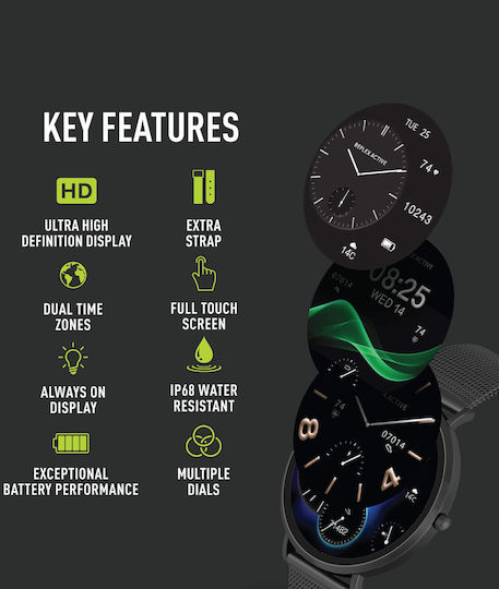 Reflex Active Series 42 Oțel inoxidabil 43mm Smartwatch (Negru)