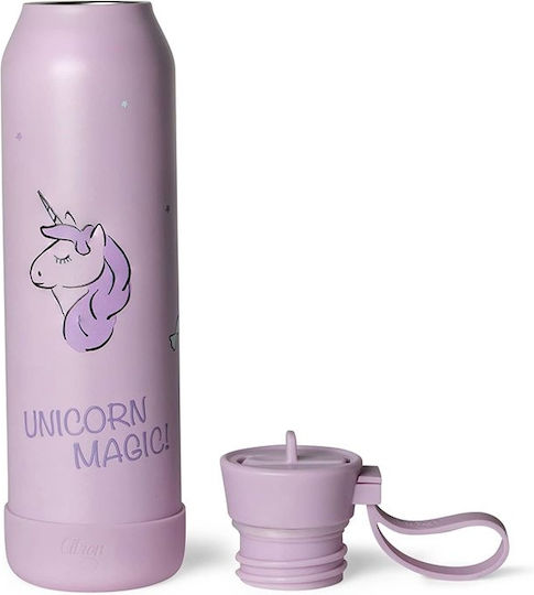 Citron Kids Water Bottle Unicorn Stainless Steel with Straw Non Spill 500ml