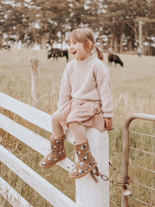 Chestnut Lederne Kinder-Schneestiefel Braun