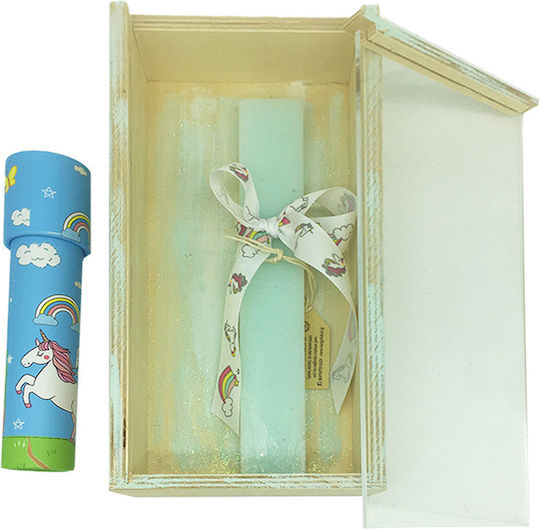 Easter Candle Flat Handmade Blue