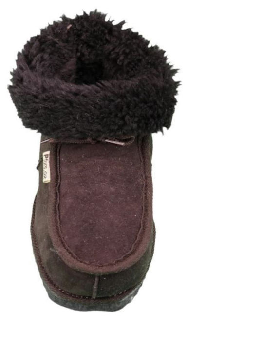 Men's Slippers with Fur Brown