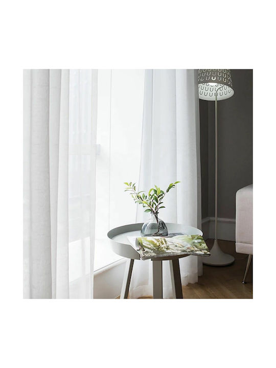 Linen Semi-Transparent White Eyelet Curtain H270xW280 A51-12