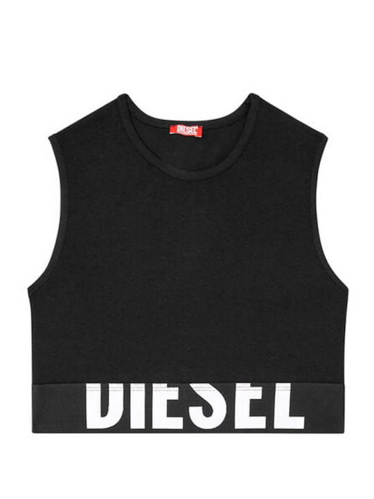 Γυναικείο Crop Top Βαμβακερό Αμάνικο Μαύρο